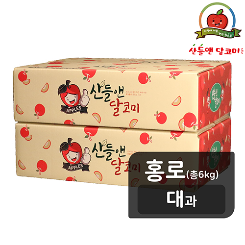 [농할할인][26년햇홍로][대과] 산들앤 달코미 세척사과 2 box, 총 6kg