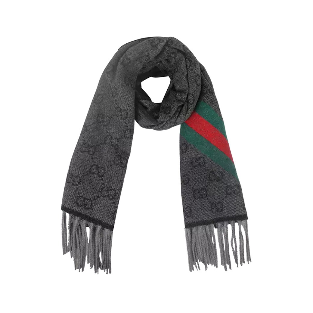 GG 패턴 웹 울 머플러 (Made in Italy) (570603)