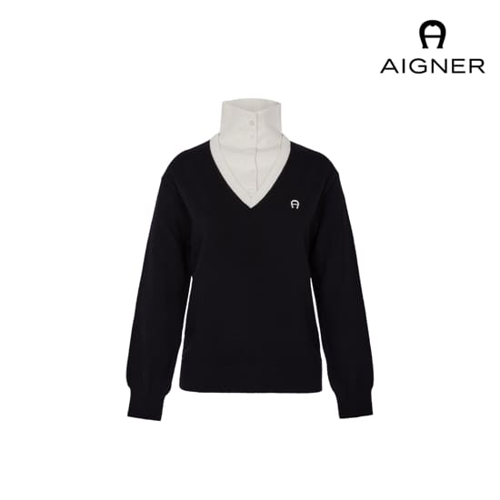 [첫공개] 아이그너 26FW 하이넥 카라 배색 니트 (캐시미어 혼방) 3