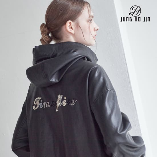 [Jung Ho Jin] 정호진 26FW 여성 시그니처 후드 faux 레더 블루종 1종 2
