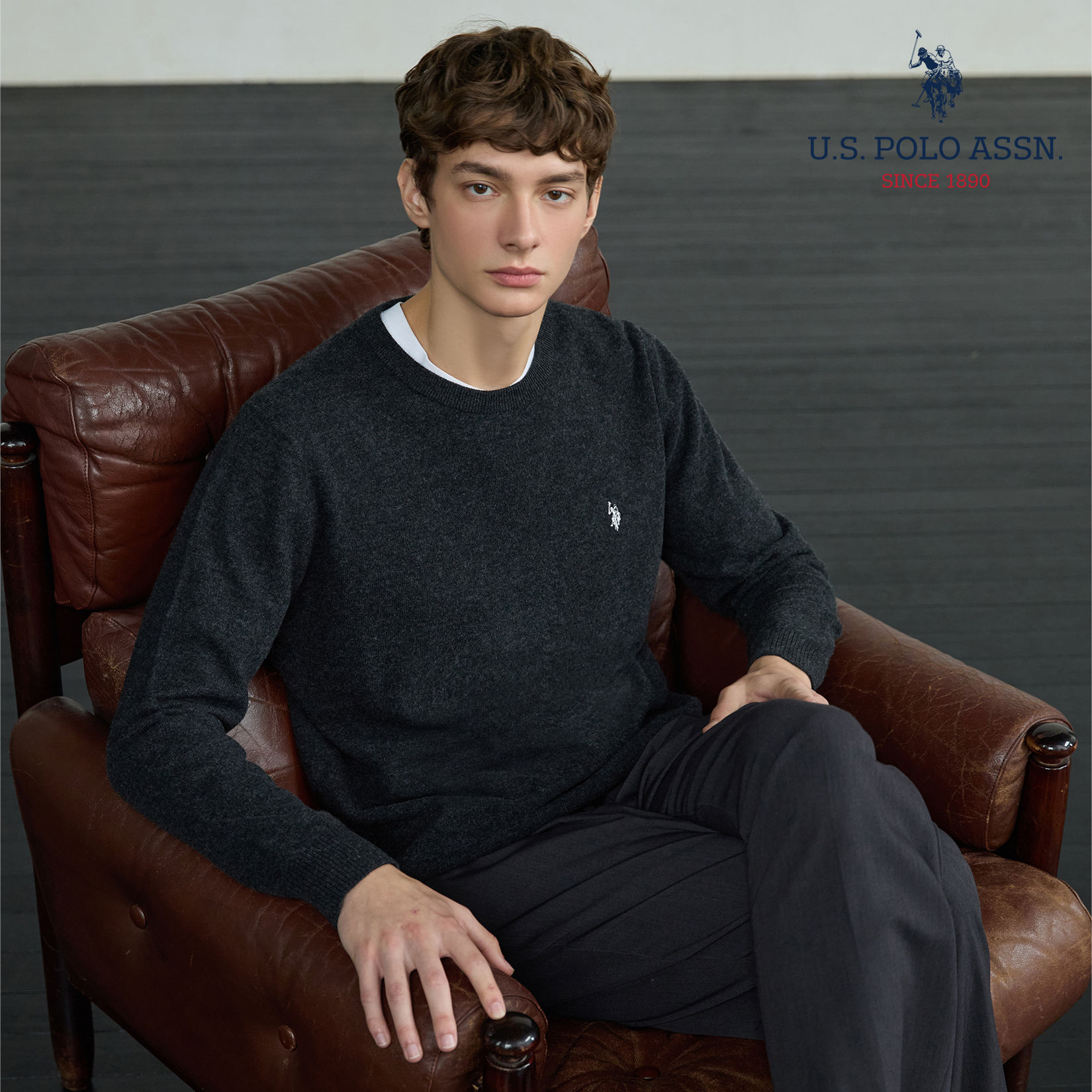 [앱10%][U.S POLO ASSN.] 26FW 파인터치 울 100 라운드니트 2종 남성 3