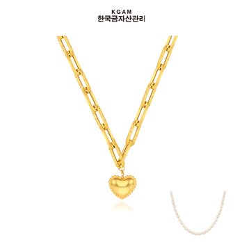 (방송에서만)[한국금자산관리] KGAM 24K 순금 콤비클립 빼를하트 목걸이+추가