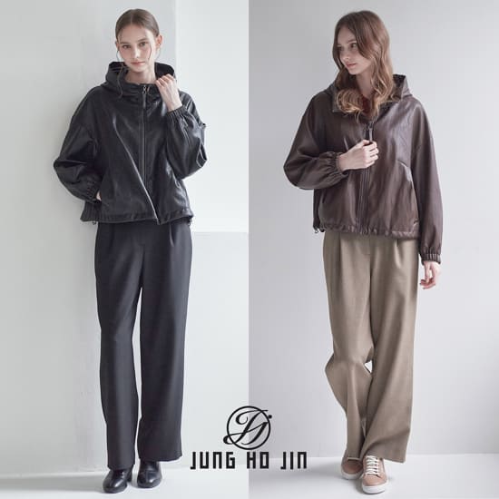 [Jung Ho Jin] 정호진 26FW 여성 시그니처 후드 faux 레더 블루종 1종