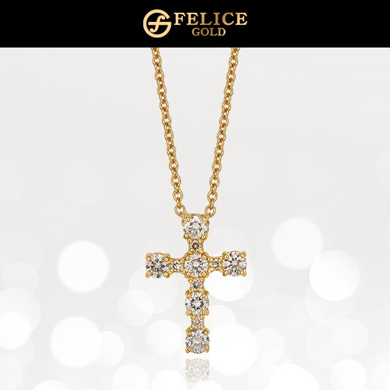 ◇ 18K GOLD 천연다이아몬드 로열크로스 목걸이