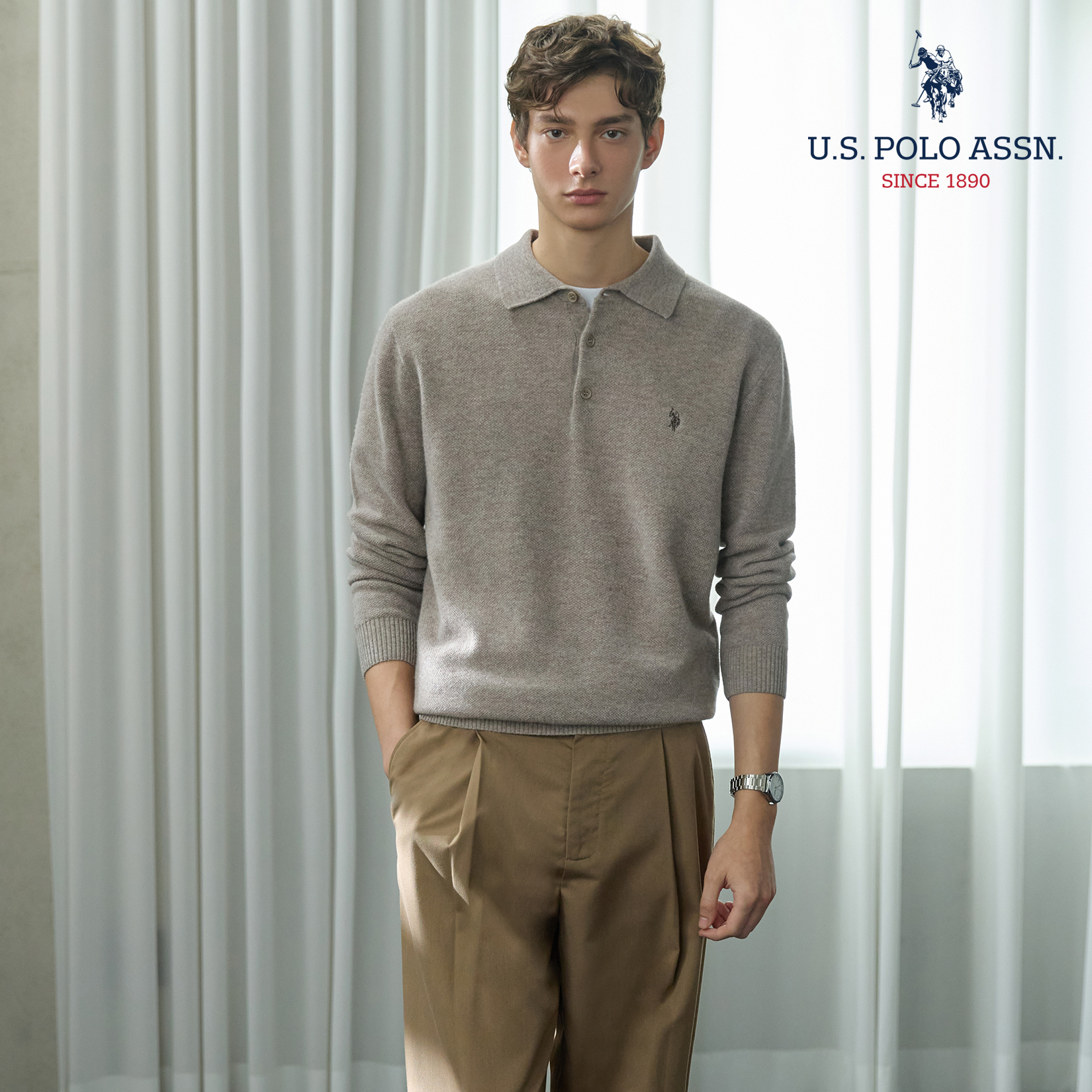 [앱10%][U.S POLO ASSN.] 26FW 파인터치 울 100 카라니트 2종 남성 2