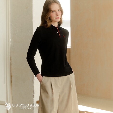 (D)USPA 26FW 여성 긴팔 카라 티셔츠 3종 2