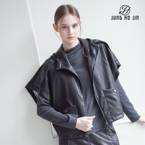 [Jung Ho Jin] 정호진 26FW 여성 케이프 faux 레더 베스트 1종 4