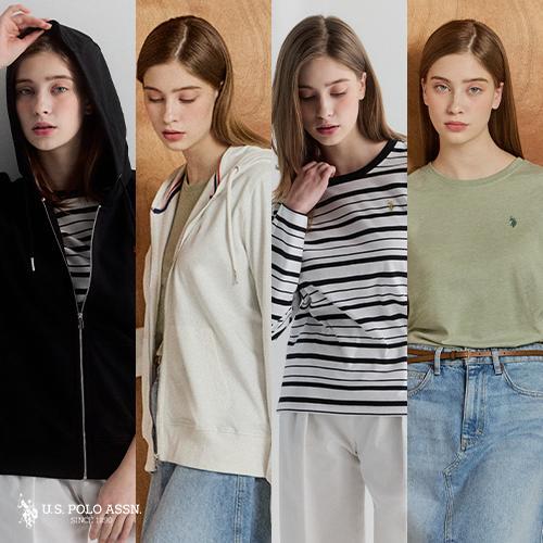 (D)USPA 26FW 여성 후드집업 1종 + 긴팔티셔츠 2종