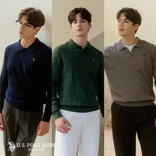 (C)USPA 26FW 남성 긴팔 카라 니트 3종
