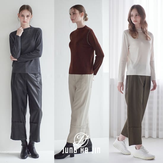 [Jung Ho Jin] 정호진 26FW 여성 faux 레더 밴딩 와이드 팬츠 1종