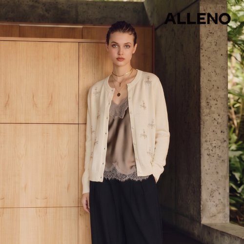 [알렌오] [ALLENO] 26FW 울블렌디드 비즈 가디건