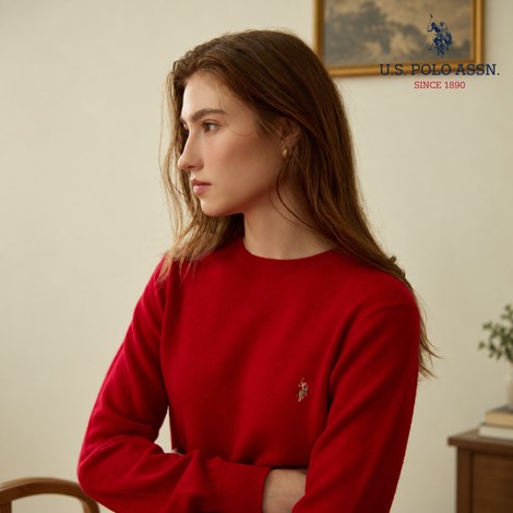 [앱10%][U.S POLO ASSN.] 26FW 파인터치 울 100 라운드니트 2종 여성