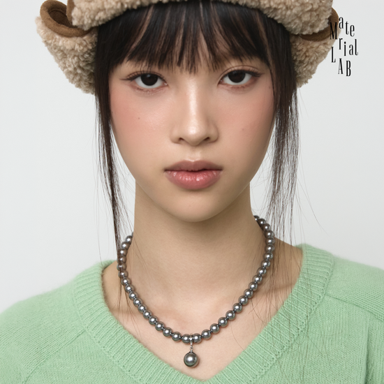 [Handmade] 머티리얼랩 26FW 크리스털 펄 마그넷 목걸이 2