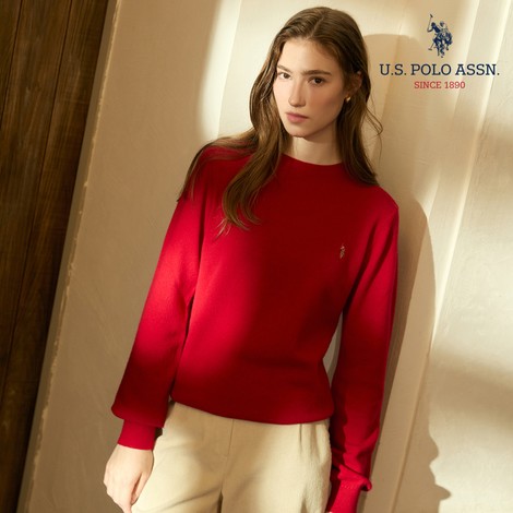[앱10%][U.S POLO ASSN.] 26FW 파인터치 울 100 라운드니트 2종 여성 2