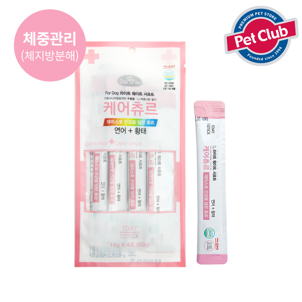 데이스포 강아지 케어스틱 연어+황태 15g x 4개입