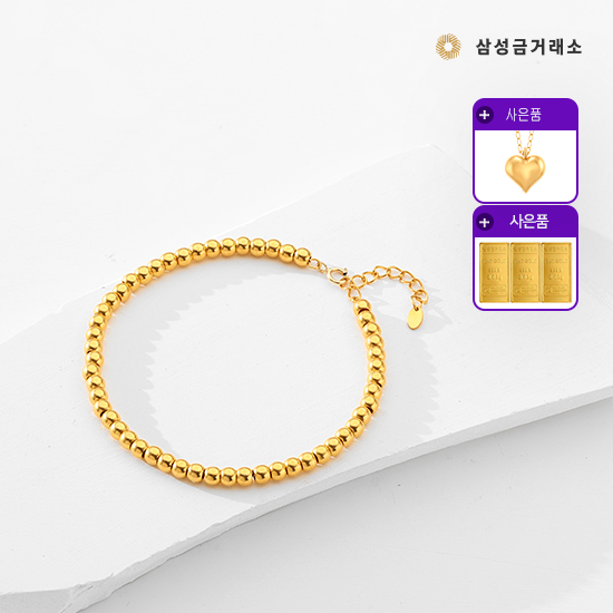 24K 볼 팔찌 4mm+24K팬던트목걸이+24K골드3개