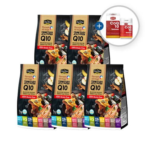 데이스포 테라픽 코엔자임 Q10 전연령사료 1kg x 5개 + 데이스포 코엔자임Q10 영양제 120g