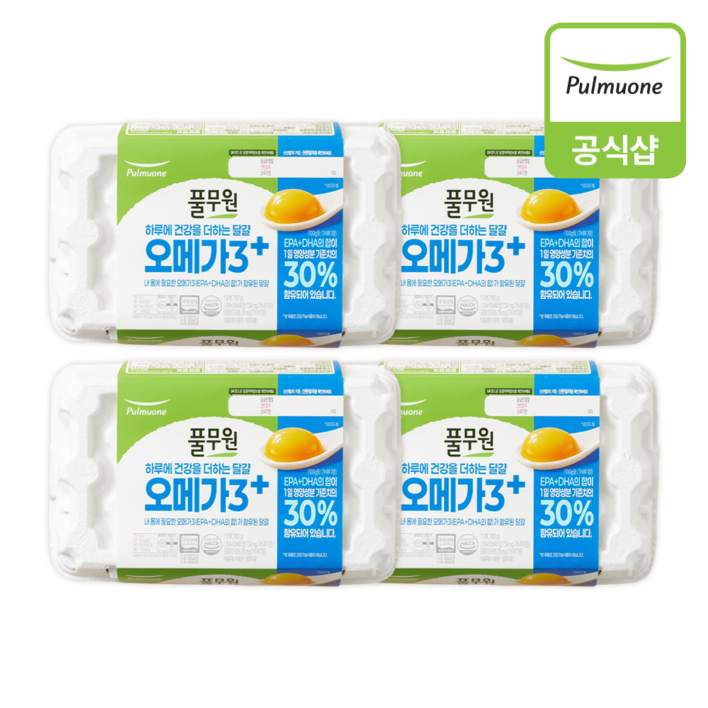 무항생제 1+등급란 하루에 건강을 더하는 달걀 오메가3+ 15구 X 4개, 총 60구