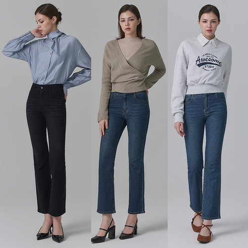 [뱅뱅] 26FW 여성 가을 라이크라 플레어핏 데님 3종