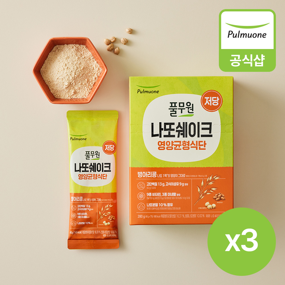 풀무원 나또 프로틴쉐이크 병아리콩 (40gX7개입)x3박스, 총 21개입
