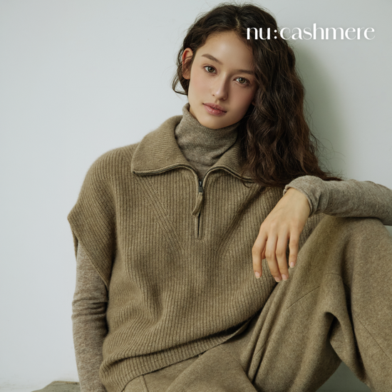 누캐시미어 26FW 라쿤울블렌드 하프집업 베스트