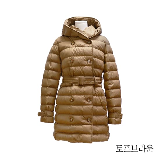 버버리 후드 벨티드 다운 패딩