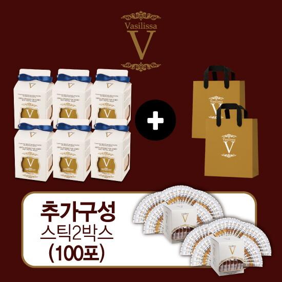 ♥방송에서만![6병+스틱+쇼핑백]유기농 바실리사 로열젤리 그릭허니 6병(250gX6병)+그릭허니스틱(400g)X2박스+쇼핑백 2장