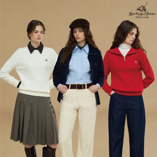 [RCB폴로클럽] 26FW 여성 케이블니트 3종(풀집업+반집업+라운드)(R633W)