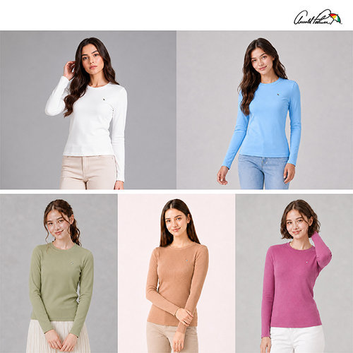 [아놀드파마] (26FW 신상) 아놀드파마 여성 코튼 골지 니트 티셔츠 (5종)