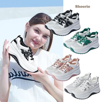소가죽 배색라인 쿠션 키높이 스니커즈
