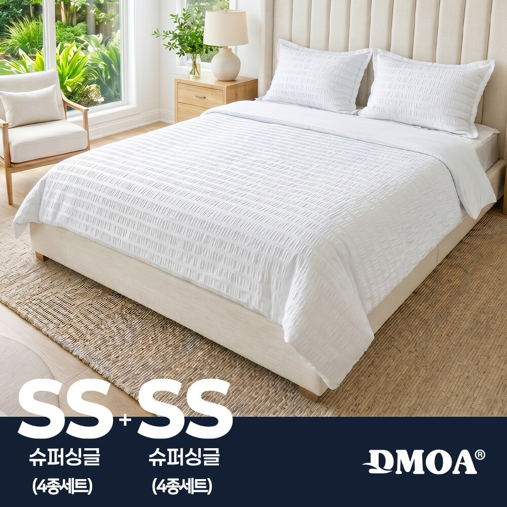 ★방송에서만 1세트 더★ [SS+SS] 드모아 시어서커 셔링 풀베딩 세트 (이불 2장+ 패드 2장 + 배개커버 4장) 2