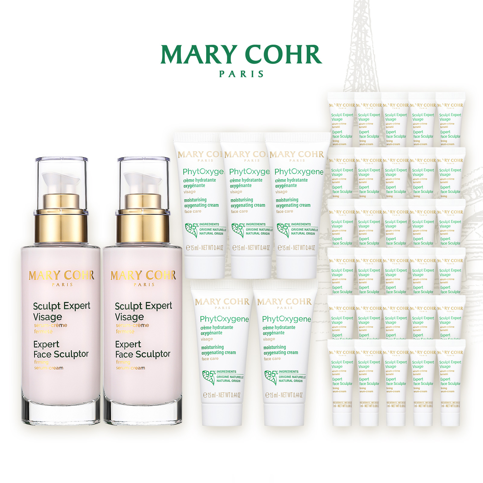 프랑스 에스테틱 페이스 스컬프터 세럼 90ml 2통+피토옥시젠 크림 15ml 5통+스컬프터 세럼 3ml 30개