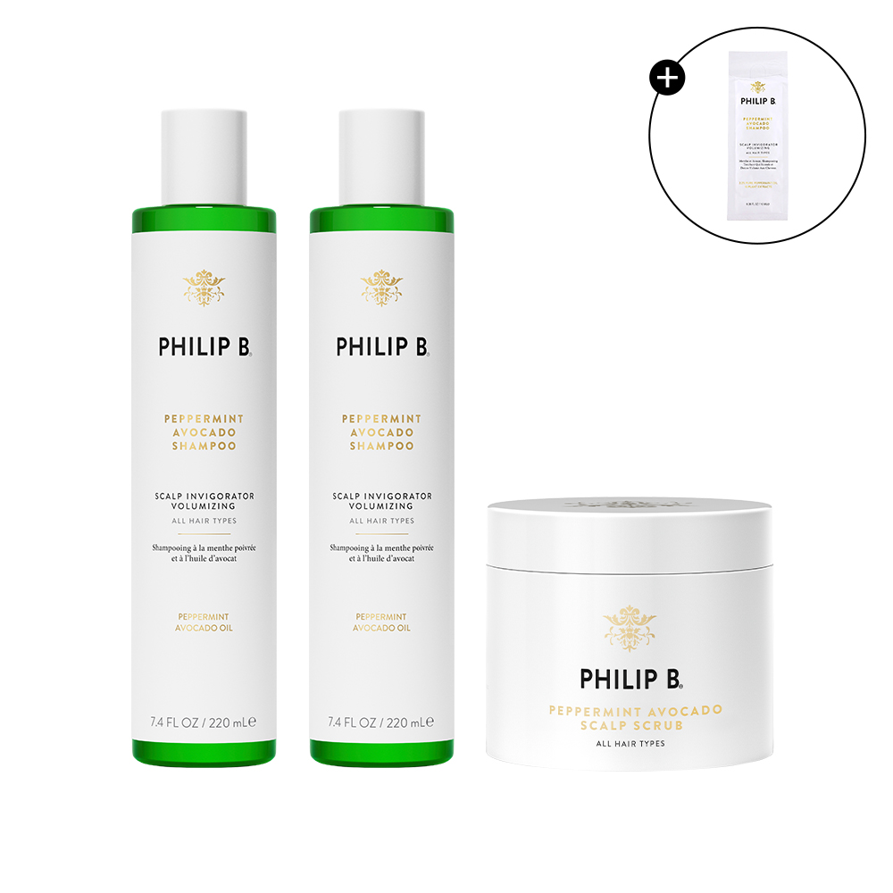 [유리하다/1] 페퍼민트 아보카도 샴푸 220ml 2통+페퍼민트 아보카도 스크럽 236ml+페퍼민트 샴푸 10ml