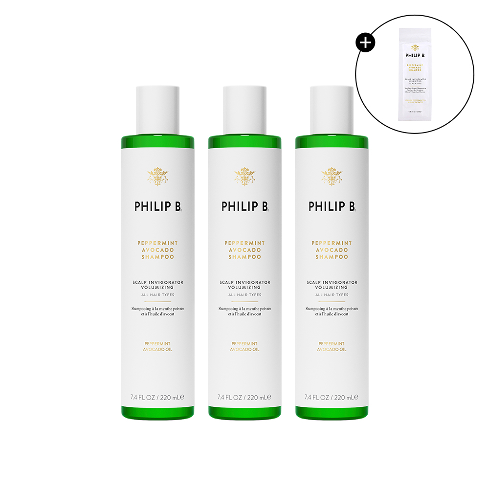 [유리하다/2] 페퍼민트 아보카도 샴푸 220ml 3통+페퍼민트 샴푸 10ml